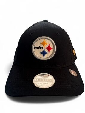 NWT New Era Women's Pittsburgh Steelers Logo 9FORTY Adjustable Trucker Hat